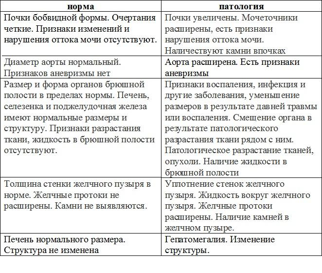 Ультразвуковое исследование брюшной полости - расшифровка и норма