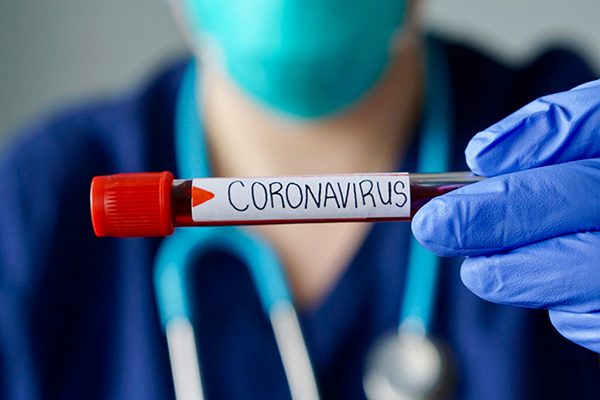 a photo of blood with coronvirus on the label
